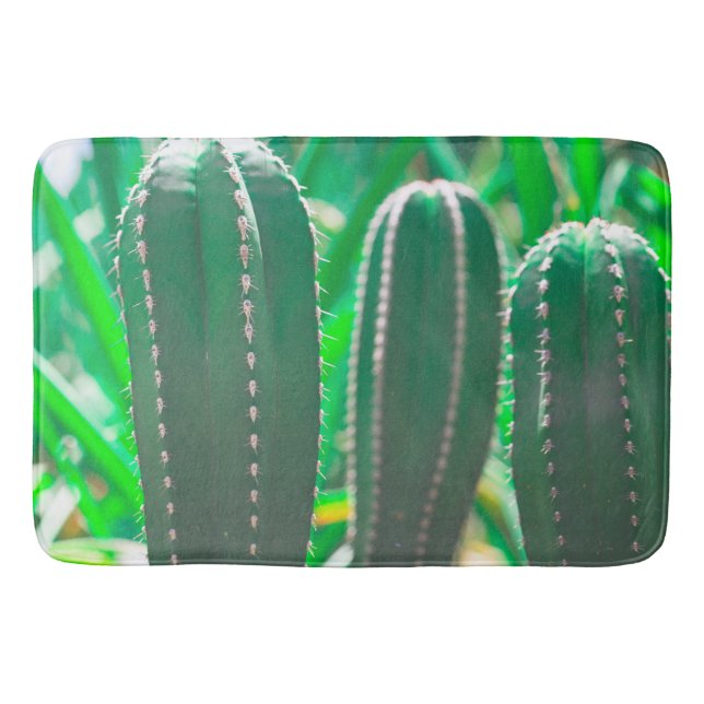 Tapete De Banheiro Folhas do cacto verde Pastel (Frente)