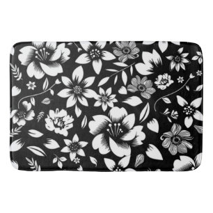 Tapete De Banheiro Folhas Florais Modernas Pretas e Brancas Soffregan