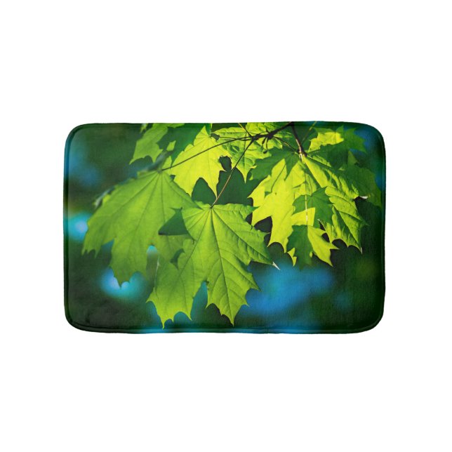 Tapete De Banheiro Folhas frescas de mapeamento verde (frente)