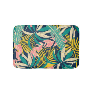 Tapete De Banheiro Folhas tropicais coloridas: padrão de verão.