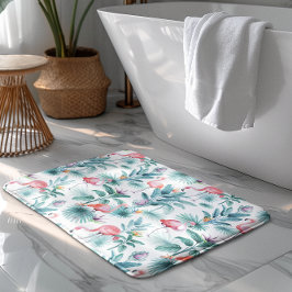 Tapete De Banheiro Folhas tropicais cor-de-rosa flamingos
