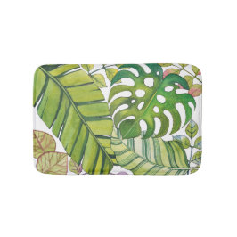 Tapete De Banheiro Folhas Tropicais Cujas Cores De Água