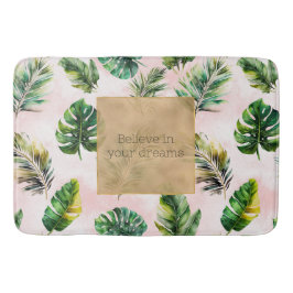 Tapete De Banheiro Folhas Tropicais de Areia Rosa