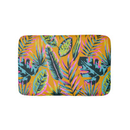 Tapete De Banheiro Folhas Tropicais Havaianas E Plantas Padrão-Impres