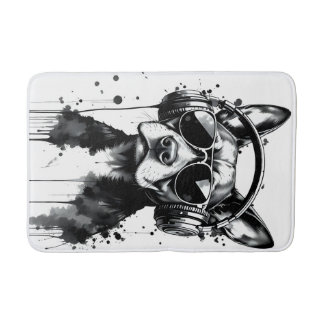 Tapete De Banheiro fones de ouvido de cães legal Coroa preta e tinta