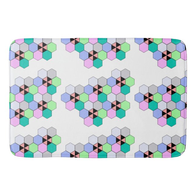 TAPETE DE BANHEIRO FORMAS COLORIDAS DE HEXAGON (Frente)