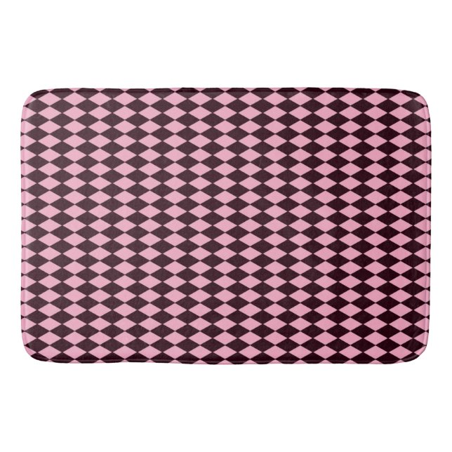 Tapete De Banheiro Formas de diamante castanho e rosa (Frente)