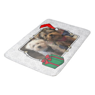 Tapete De Banheiro Foto personalizada Santa Hat Pet HO HO