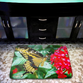Tapete De Banheiro Fotografia de Borboleta Amarela Preta Sonho Script