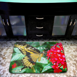 Tapete De Banheiro Fotografia de Borboleta Amarela Preta Sonho Script