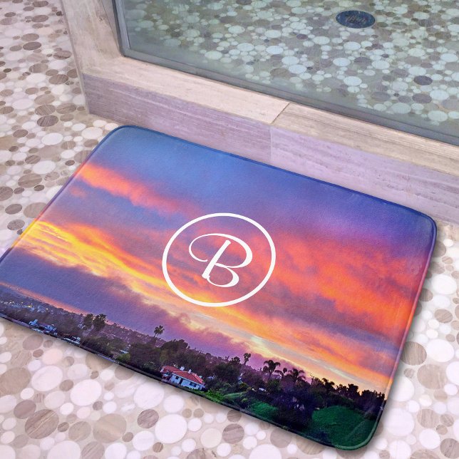 Tapete De Banheiro Fotografia do pôr do sol azul-rosa, cor-de-rosa, m (Criador carregado)