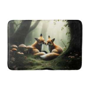 Tapete De Banheiro Fox Cuddle in Misty Forest