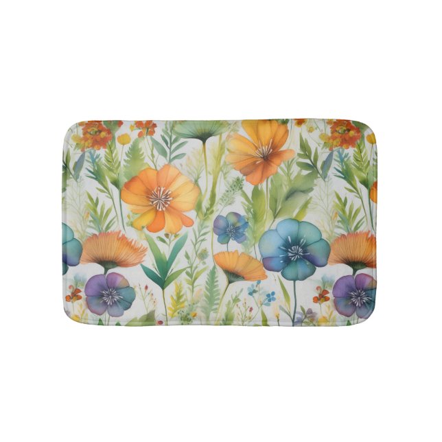 Tapete De Banheiro França País Decor Aquarela Flores Selvagens (frente)