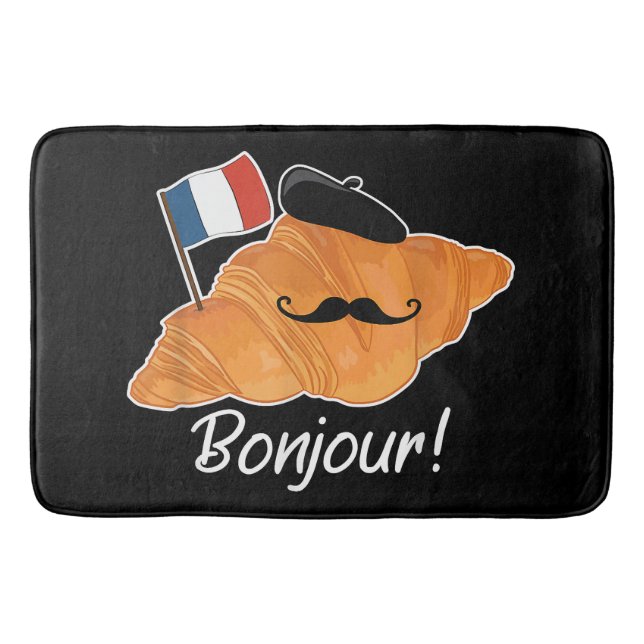 Tapete De Banheiro Francês Croissant Lover França Bandeira Francófilo (Frente)
