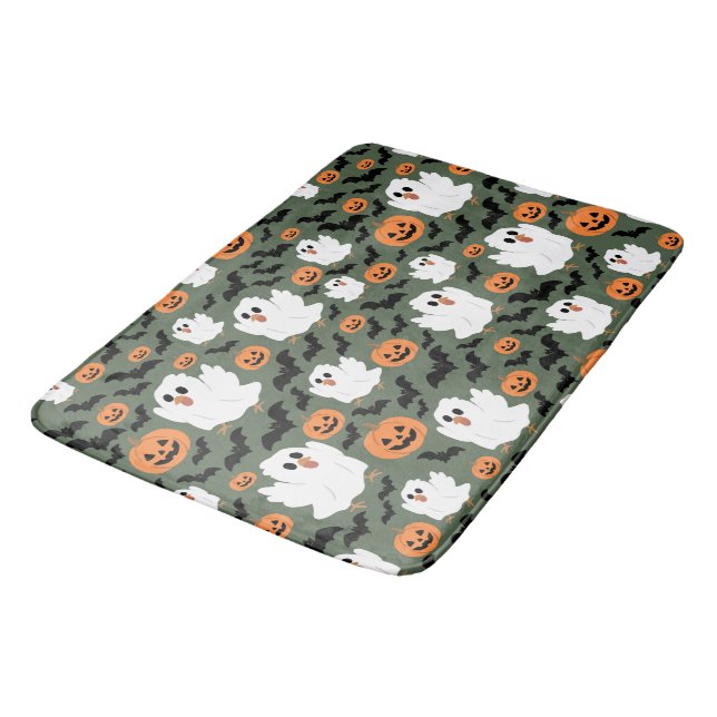 Tapete De Banheiro Frangos Fantasmas Cute Spooky com Pumpkins e Bats (Angulado)