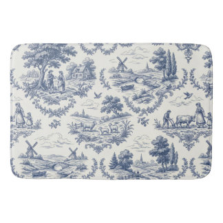 Tapete De Banheiro French Country - Blue & Cream Toile Countryside