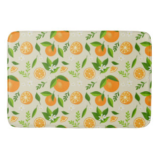 Tapete De Banheiro Fresh oranges with flowers and leaves