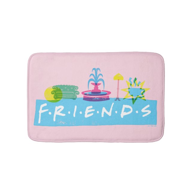 Tapete De Banheiro FRIENDS™ | Logotipo com Ícones (frente)