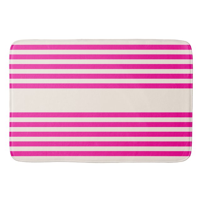 Tapete De Banheiro Fuchsia e beige cinco listras padrão (Frente)