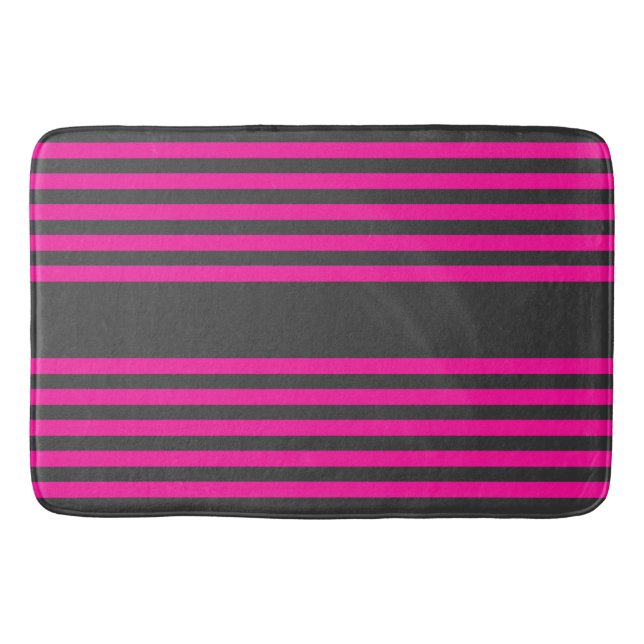 Tapete De Banheiro Fuchsia e carvão de cinco faixas (Frente)