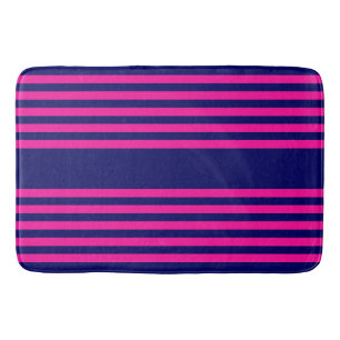 Tapete De Banheiro Fuchsia e padrão de cinco faixas azul marinho