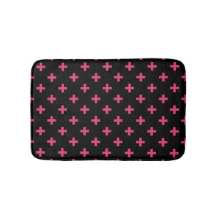 Tapete De Banheiro Fuchsia polka cruza preto