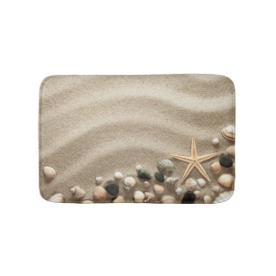 Tapete De Banheiro Fundo do Sandy Beach com escudos e estrela do mar
