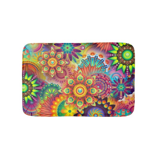 Tapete De Banheiro Funky Mandalas Bath Mat (frente)