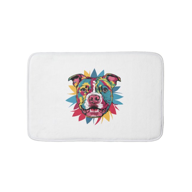 Tapete De Banheiro funny colorful dog pitbull (frente)