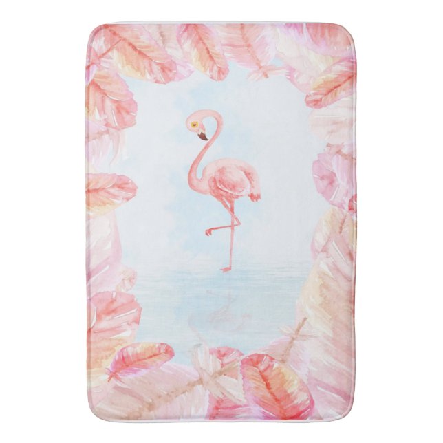 Tapete De Banheiro Funny Flamingo Lovers | Flamingo Feather Impressão (Frente Vertical)