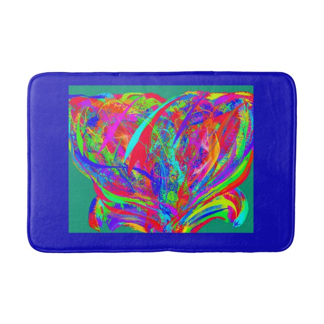 Tapete De Banheiro Furry Rainbow Colored Flower (Frente)