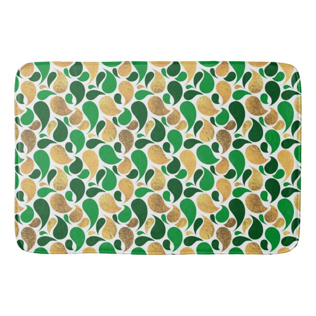 Tapete De Banheiro Fusão do Padrão Festivo Verde e Dourada (Frente)
