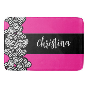Tapete De Banheiro Fuschia cor-de-rosa preto branco padrão da zebra