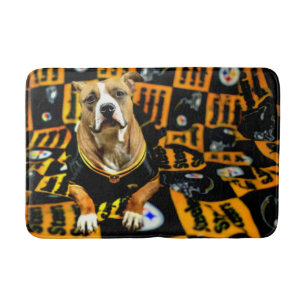 Tapete De Banheiro Futebol do Cão de Salvação Pitbull Fanático