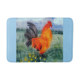 Tapete De Banheiro Galo Colorido de Galinhas de Arte de Pássaros