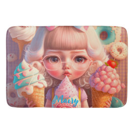 Tapete De Banheiro Garota bonita Kawaii com sorvetes