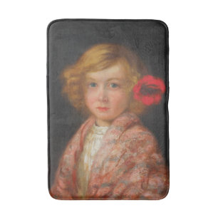 Tapete De Banheiro Garota com Flor Vermelho no Cabelo