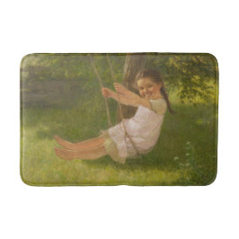 Tapete De Banheiro Garota sorridente em um Swing (Infância Vintage)