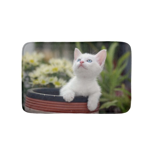 Tapete De Banheiro Gatinho branco turco (frente)