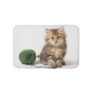 Tapete De Banheiro Gatinho com fio verde