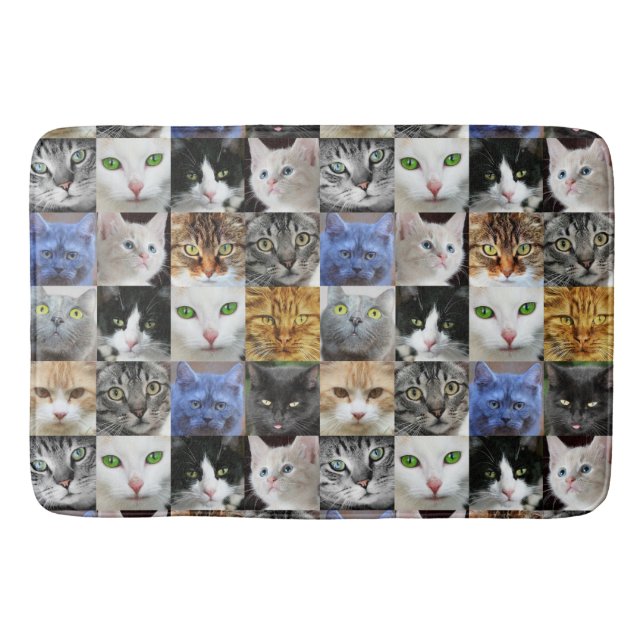 Tapete De Banheiro Gatinhos De Amor Rostos Collage Bath Mat (Frente)