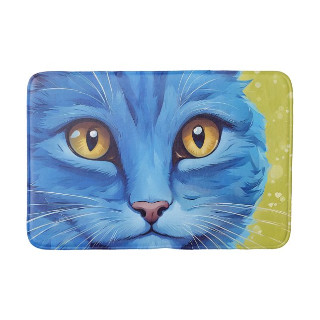 Tapete De Banheiro Gato Azul Grande. (Frente)