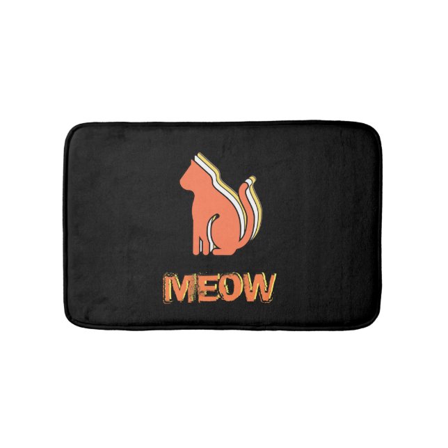 Tapete De Banheiro Gato Cinto, Animal Laranja e Amarelo, Pop de Abstr (frente)