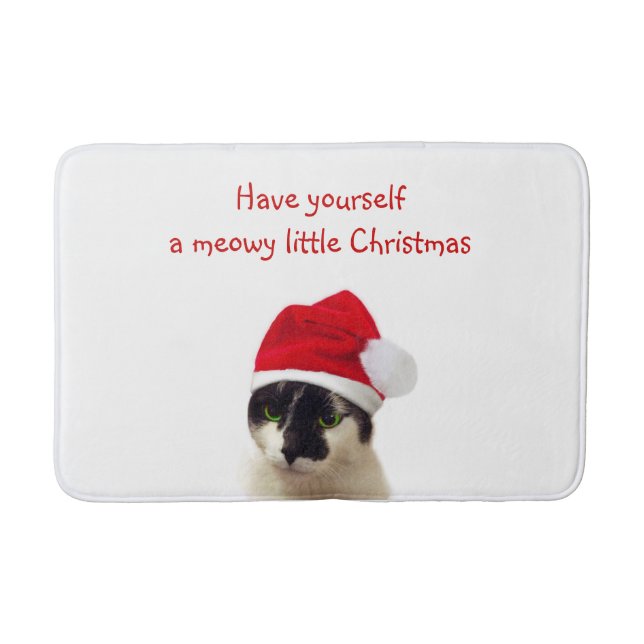 Tapete De Banheiro Gato com Papai noel (Frente)