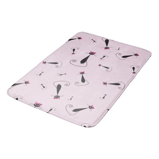 Tapete De Banheiro Gato de Chapéu Rosa (Angulado)