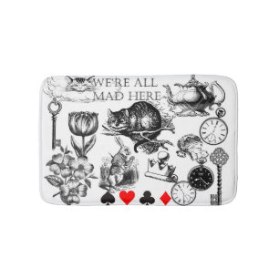 Tapete De Banheiro Gato de Cheshire clássico alice no país das maravi
