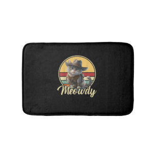 Tapete De Banheiro Gato de Cowboy Engraçado Mashup Mow Howten Kitten