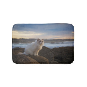 Tapete De Banheiro Gato de Ragdoll na praia