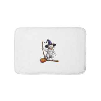 Tapete De Banheiro Gato Feiticeiro Halloween Bruxas Mystical Cat Love