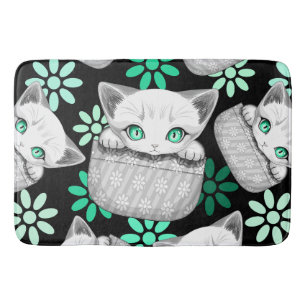 Tapete De Banheiro Gato Fofo e Brincalhão espiando de um Bolso